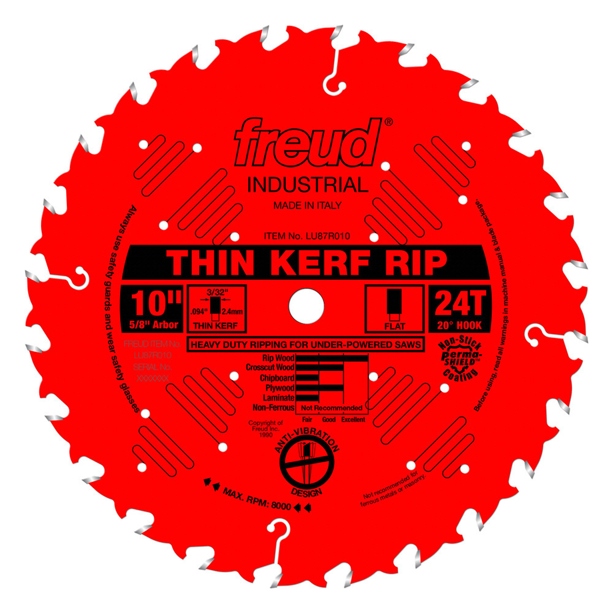 Diablo 10in. Thin Kerf Rip Circular Saw Blade, 24T, Model# LU87R010